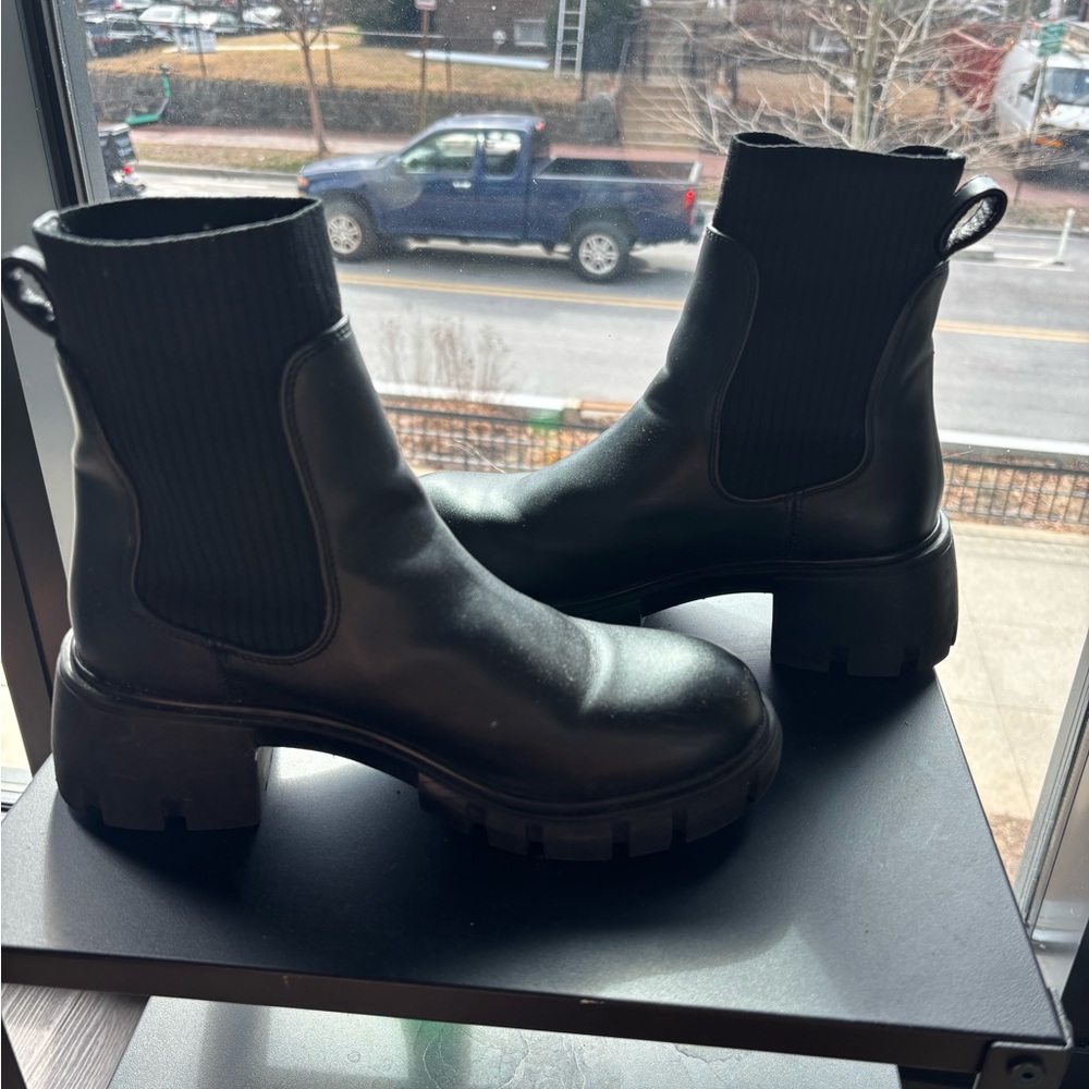 Steve Madden Black Chunky Ankle Boots